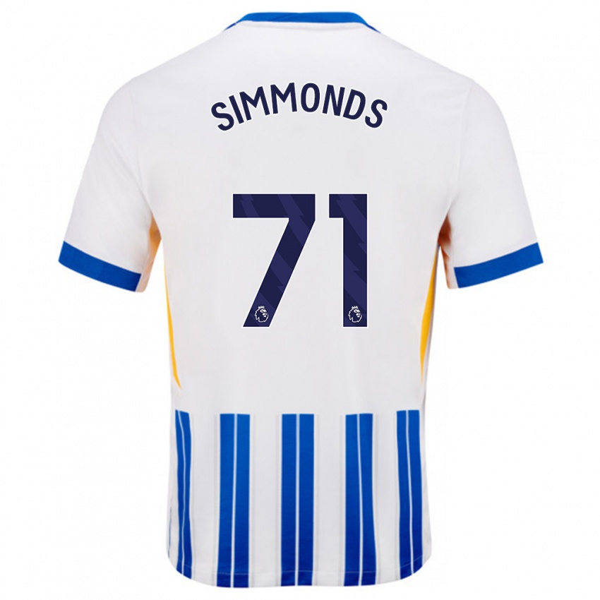 Gyermek Freddie Simmonds #71 Fehér Kék Csíkos Hazai Jersey 2024/25 Mez Póló Ing