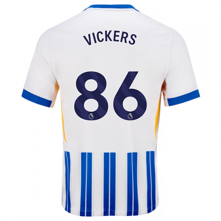 Gyermek Jacob Vickers #86 Fehér Kék Csíkos Hazai Jersey 2024/25 Mez Póló Ing