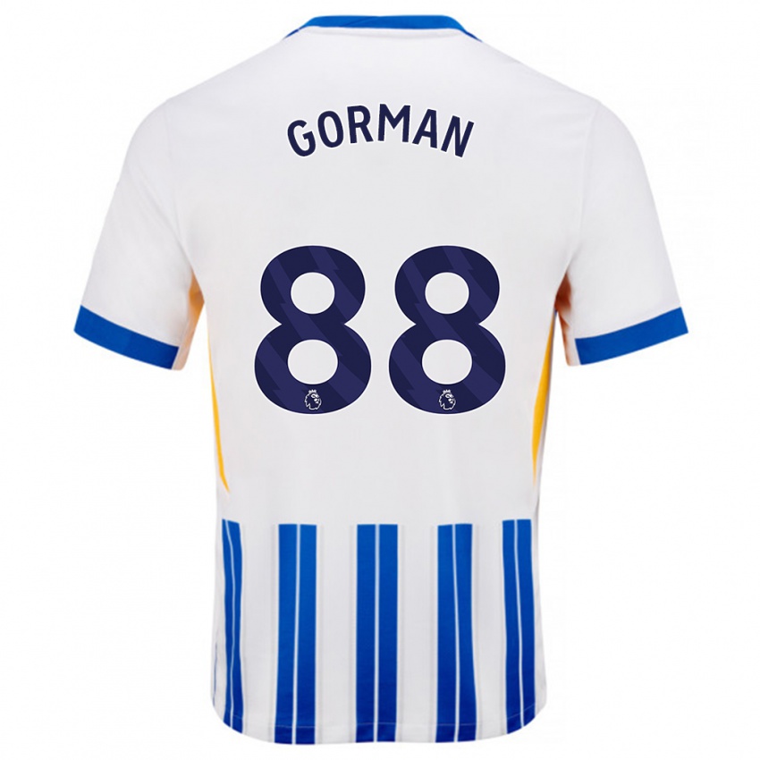 Gyermek Ronnie Gorman #88 Fehér Kék Csíkos Hazai Jersey 2024/25 Mez Póló Ing