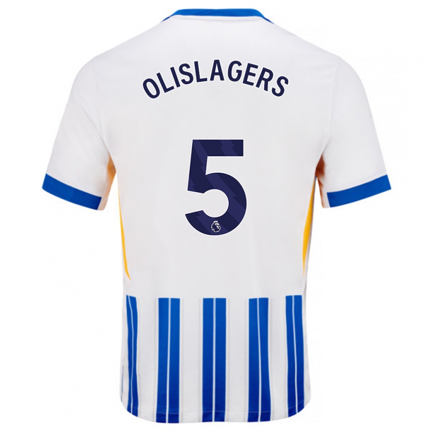 Gyermek Marisa Olislagers #5 Fehér Kék Csíkos Hazai Jersey 2024/25 Mez Póló Ing