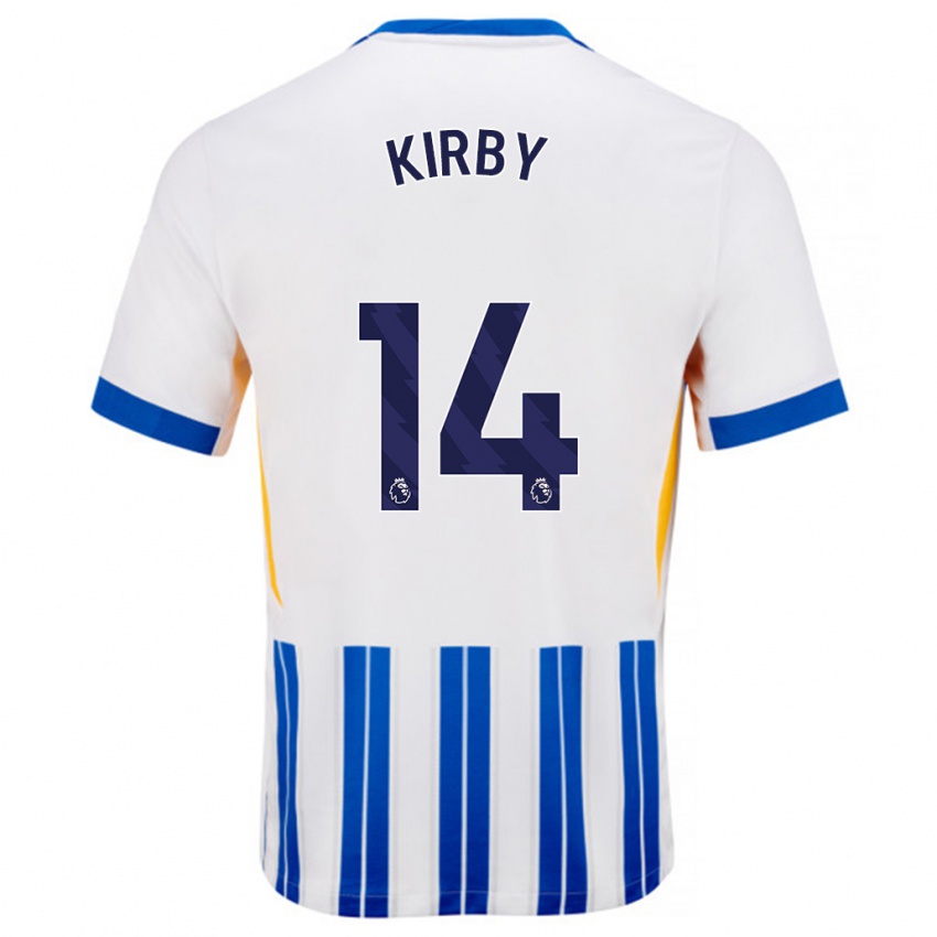 Gyermek Fran Kirby #14 Fehér Kék Csíkos Hazai Jersey 2024/25 Mez Póló Ing