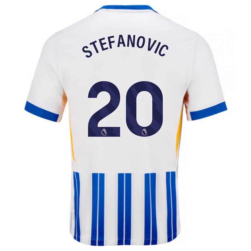 Gyermek Dejana Stefanović #20 Fehér Kék Csíkos Hazai Jersey 2024/25 Mez Póló Ing