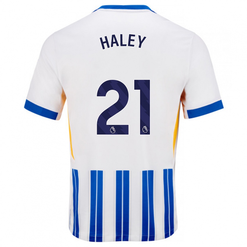 Gyermek Madison Haley #21 Fehér Kék Csíkos Hazai Jersey 2024/25 Mez Póló Ing