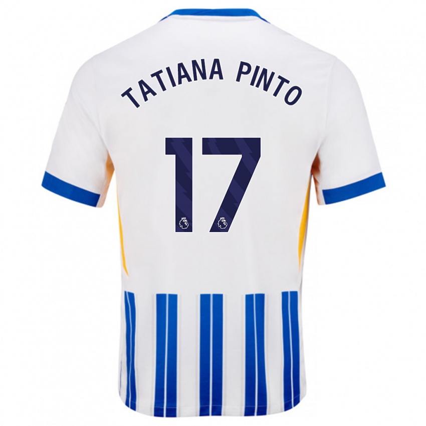 Gyermek Tatiana Vanessa Ferreira Pinto #17 Fehér Kék Csíkos Hazai Jersey 2024/25 Mez Póló Ing