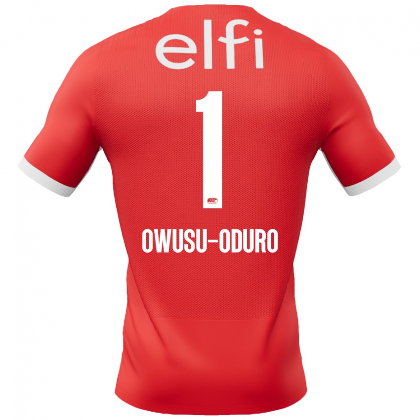 Gyermek Rome Jayden Owusu-Oduro #1 Piros Fehér Hazai Jersey 2024/25 Mez Póló Ing