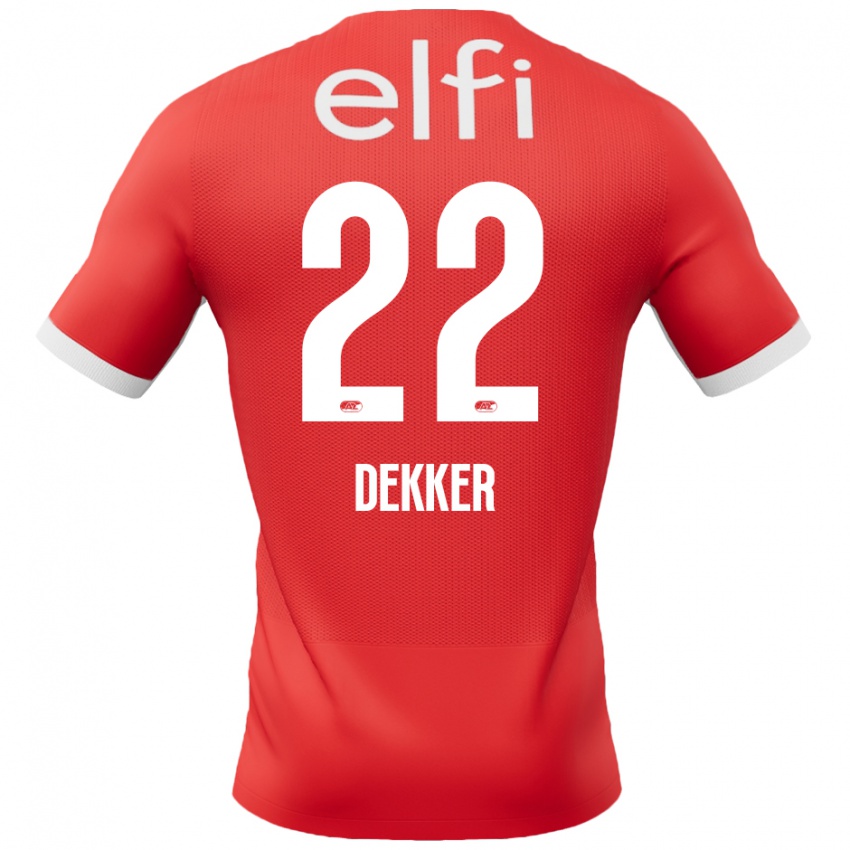 Gyermek Maxim Dekker #22 Piros Fehér Hazai Jersey 2024/25 Mez Póló Ing