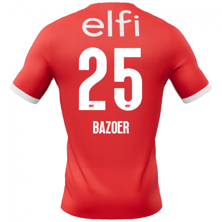 Gyermek Riechedly Bazoer #25 Piros Fehér Hazai Jersey 2024/25 Mez Póló Ing