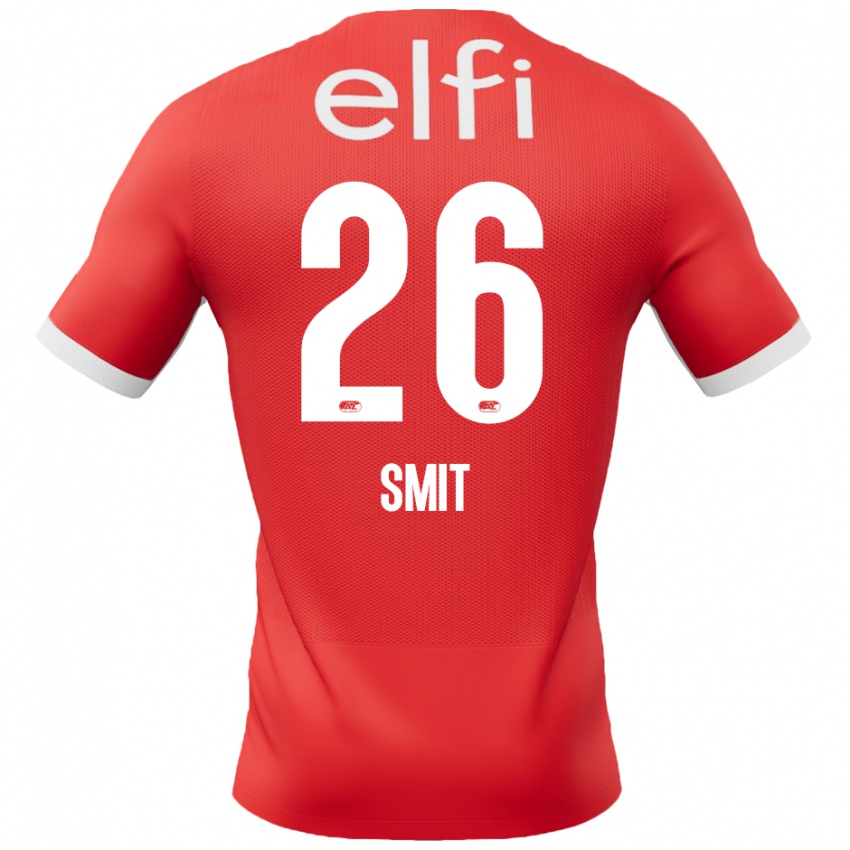 Gyermek Kees Smit #26 Piros Fehér Hazai Jersey 2024/25 Mez Póló Ing