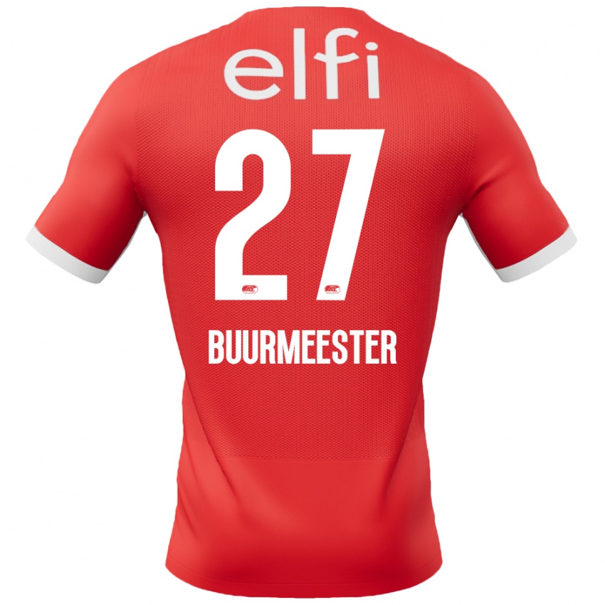 Gyermek Zico Buurmeester #27 Piros Fehér Hazai Jersey 2024/25 Mez Póló Ing