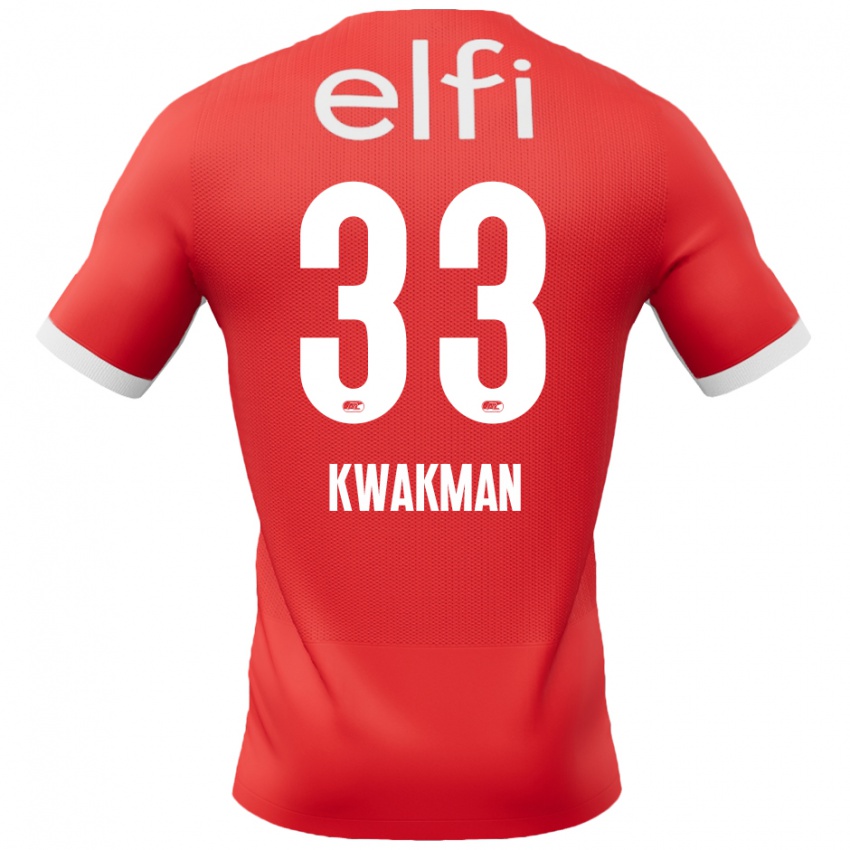 Gyermek Dave Kwakman #33 Piros Fehér Hazai Jersey 2024/25 Mez Póló Ing