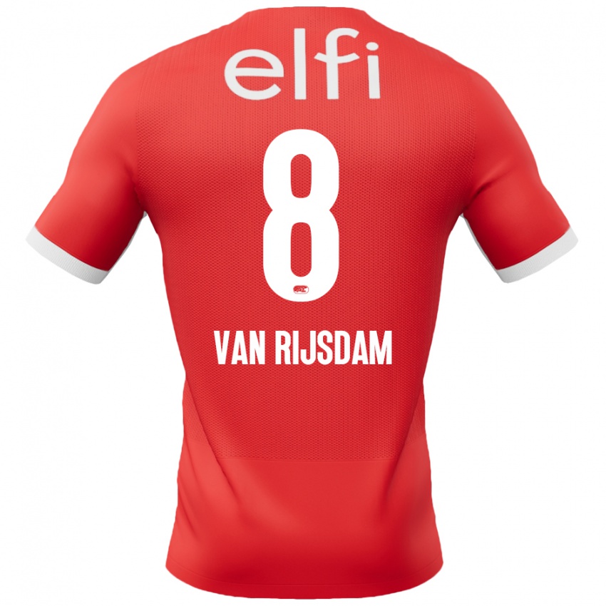 Gyermek Julian Van Rijsdam #8 Piros Fehér Hazai Jersey 2024/25 Mez Póló Ing