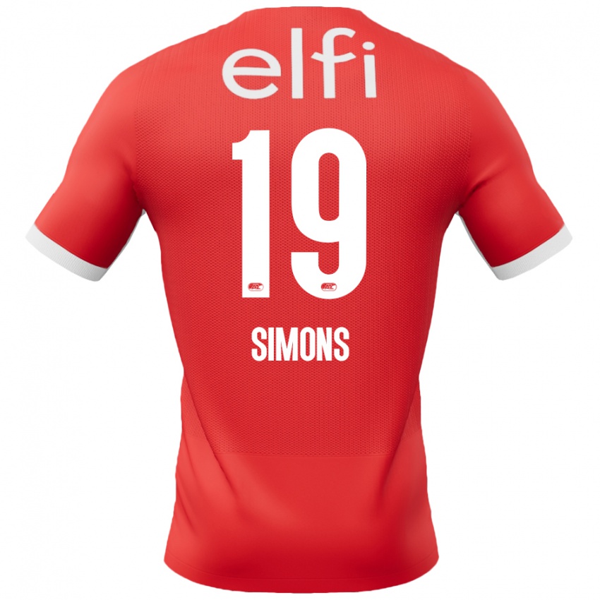 Gyermek Saviola Simons #19 Piros Fehér Hazai Jersey 2024/25 Mez Póló Ing