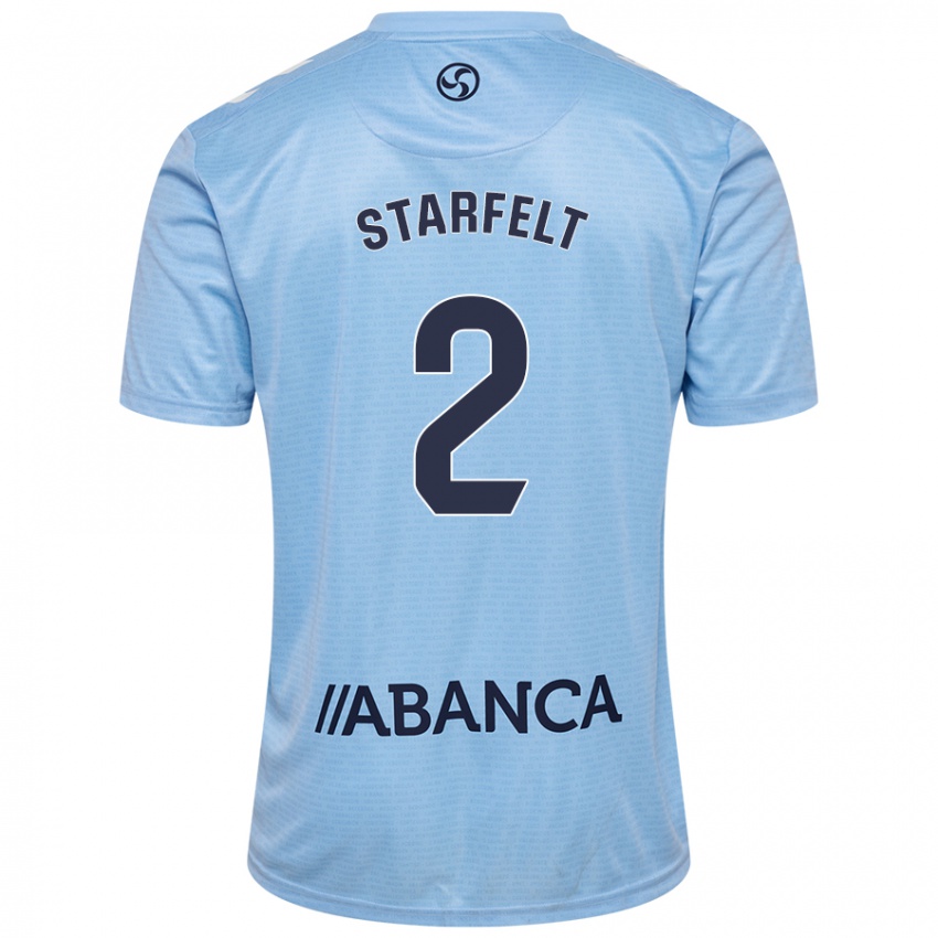 Gyermek Carl Starfelt #2 Ég Kék Hazai Jersey 2024/25 Mez Póló Ing