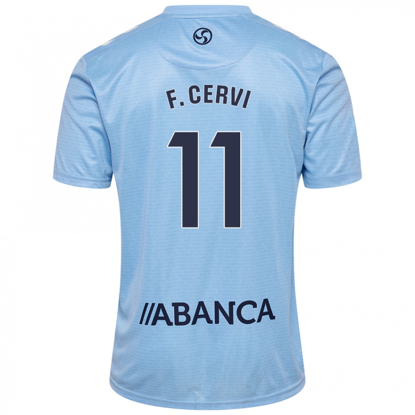 Gyermek Franco Cervi #11 Ég Kék Hazai Jersey 2024/25 Mez Póló Ing