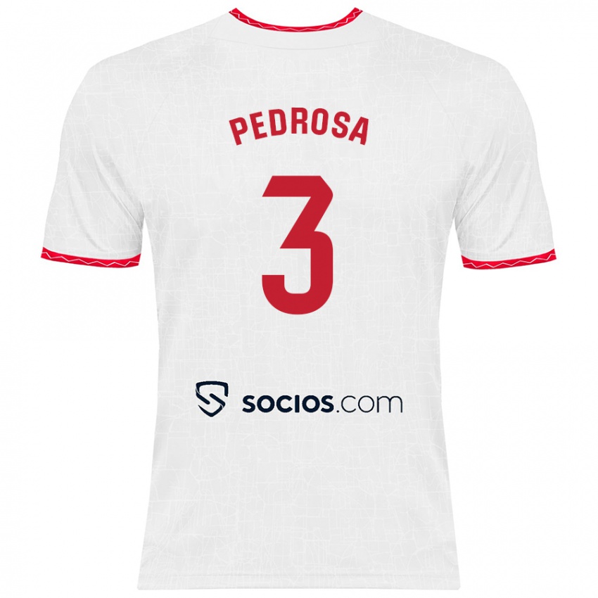 Gyermek Adrià Pedrosa #3 Fehér Piros Hazai Jersey 2024/25 Mez Póló Ing