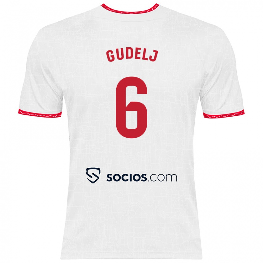 Gyermek Nemanja Gudelj #6 Fehér Piros Hazai Jersey 2024/25 Mez Póló Ing