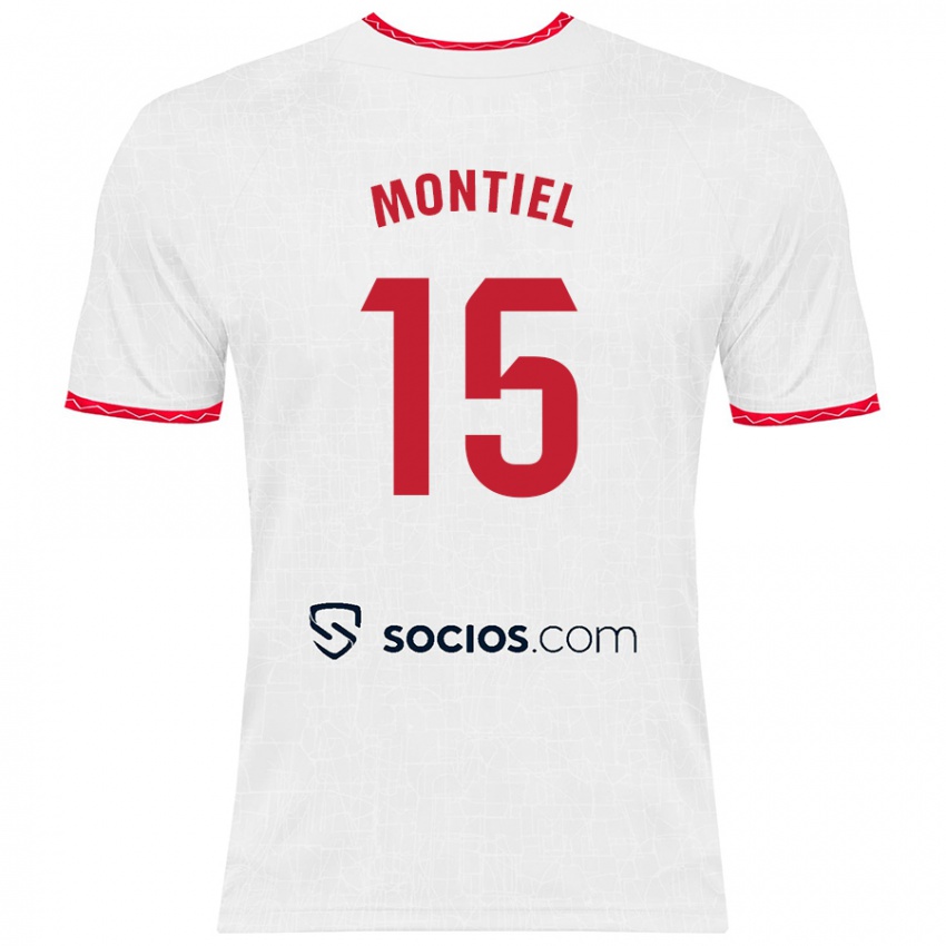 Gyermek Gonzalo Montiel #15 Fehér Piros Hazai Jersey 2024/25 Mez Póló Ing