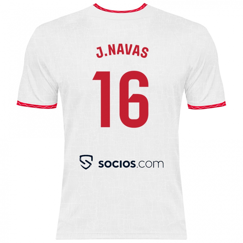 Gyermek Jesús Navas #16 Fehér Piros Hazai Jersey 2024/25 Mez Póló Ing