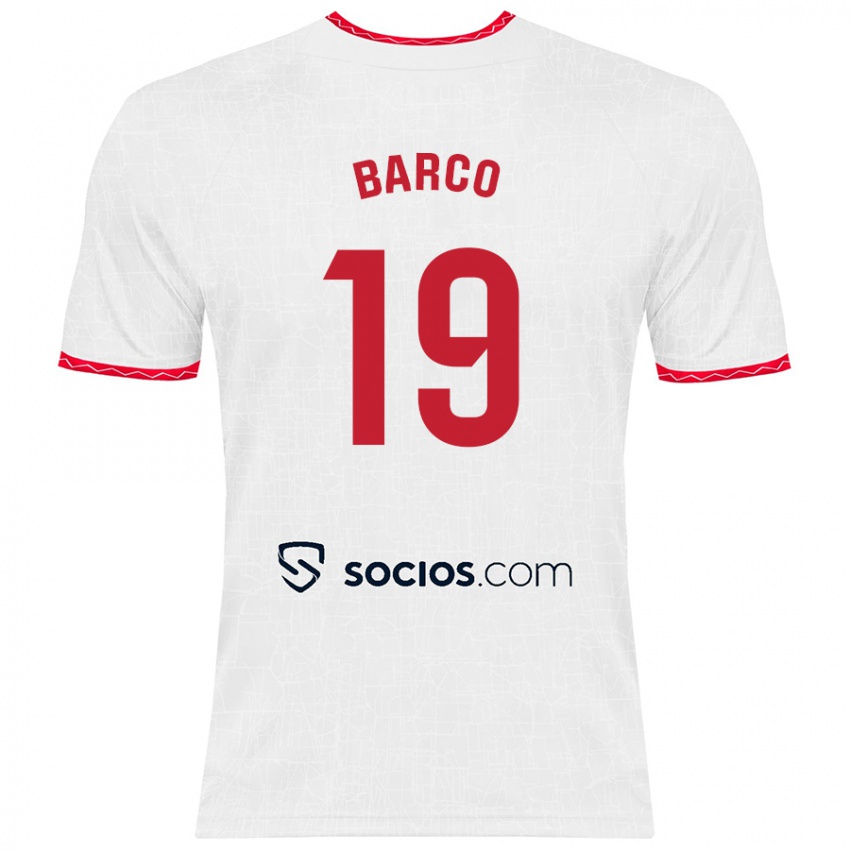 Gyermek Valentin Barco #19 Fehér Piros Hazai Jersey 2024/25 Mez Póló Ing