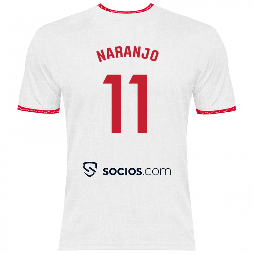 Gyermek Mario Naranjo #11 Fehér Piros Hazai Jersey 2024/25 Mez Póló Ing