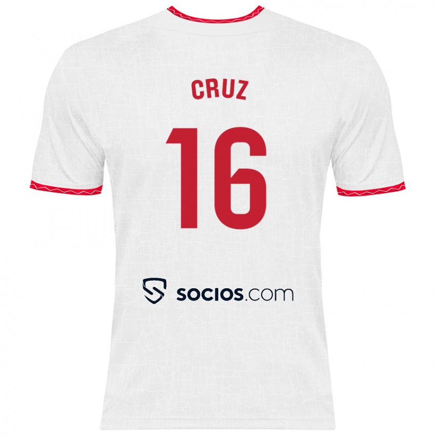 Gyermek Jesús Cruz #16 Fehér Piros Hazai Jersey 2024/25 Mez Póló Ing