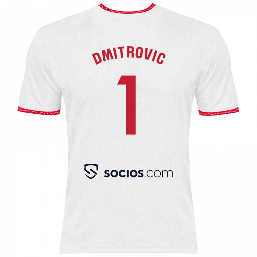 Gyermek Marko Dmitrović #1 Fehér Piros Hazai Jersey 2024/25 Mez Póló Ing