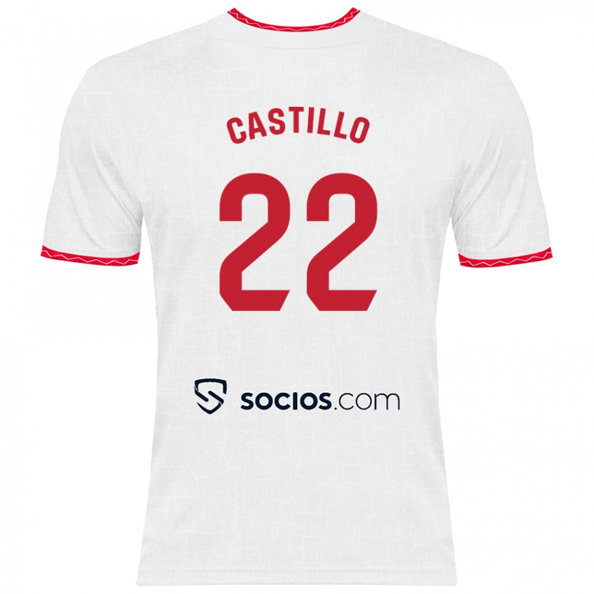 Gyermek José Castillo #22 Fehér Piros Hazai Jersey 2024/25 Mez Póló Ing