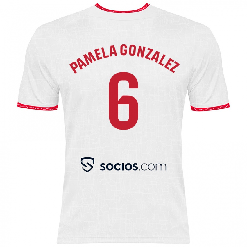 Gyermek Cinthia Pamela González Medina #6 Fehér Piros Hazai Jersey 2024/25 Mez Póló Ing