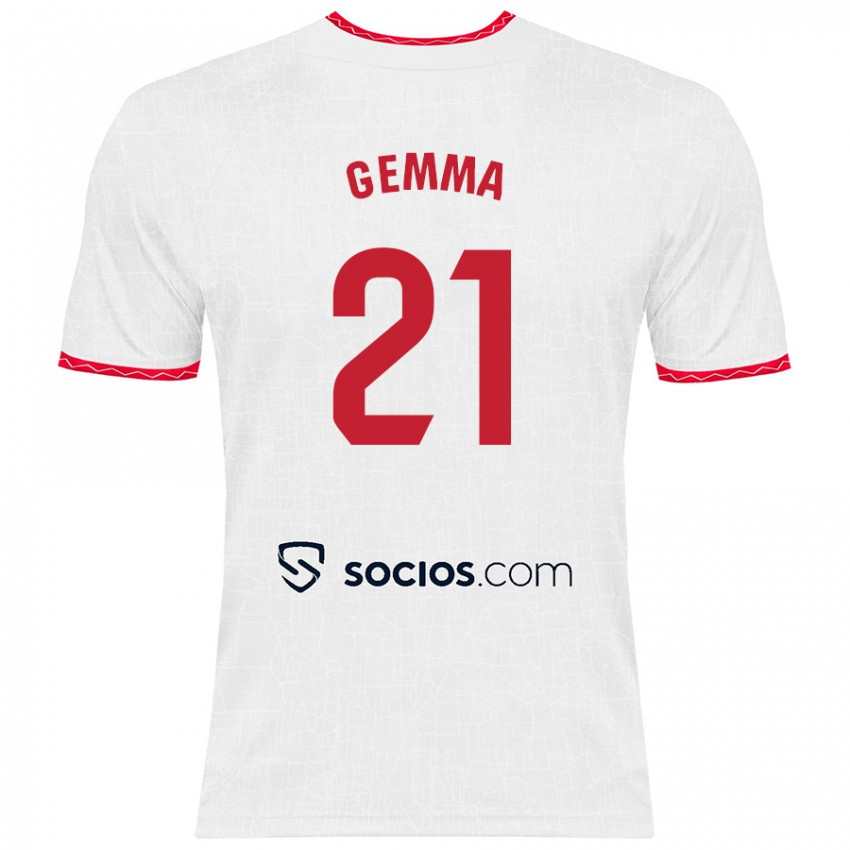 Gyermek Gemma Gili Giner #21 Fehér Piros Hazai Jersey 2024/25 Mez Póló Ing