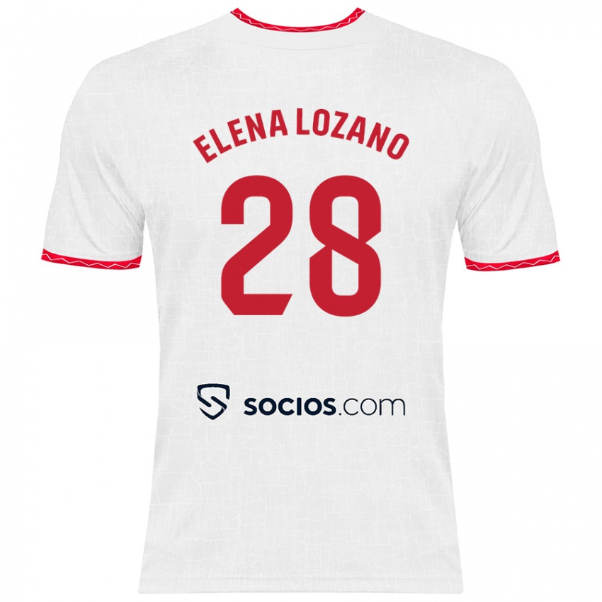 Gyermek Elena Lozano Gallego #28 Fehér Piros Hazai Jersey 2024/25 Mez Póló Ing