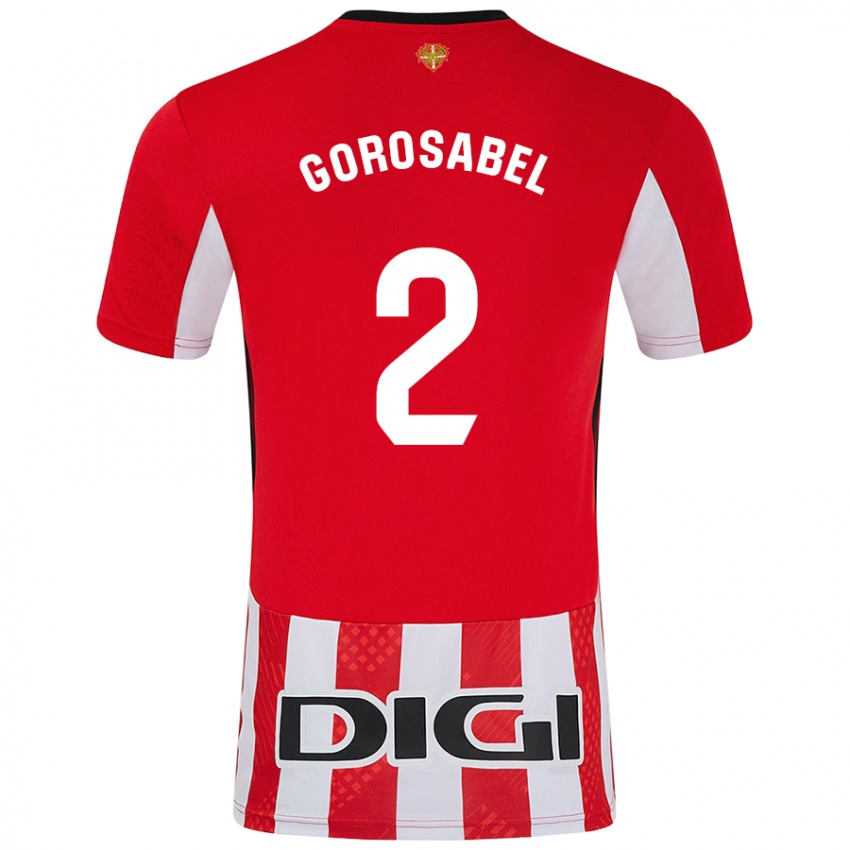 Gyermek Andoni Gorosabel #2 Piros Fehér Hazai Jersey 2024/25 Mez Póló Ing