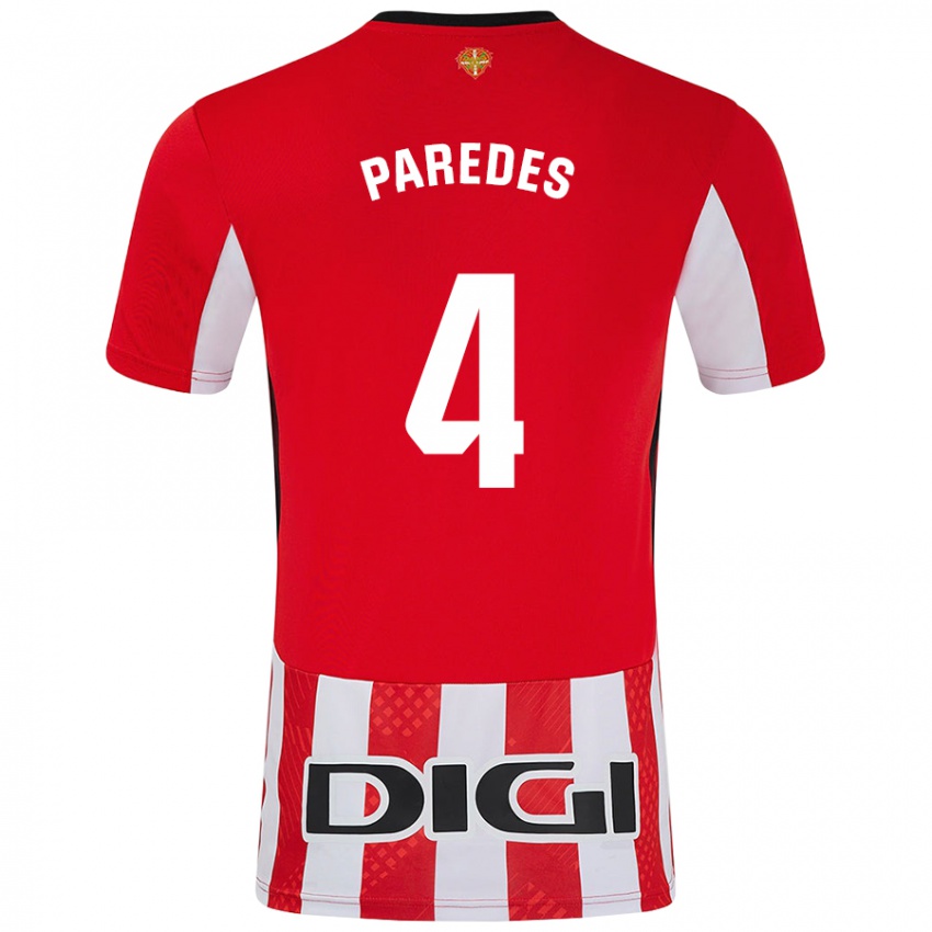 Gyermek Aitor Paredes #4 Piros Fehér Hazai Jersey 2024/25 Mez Póló Ing