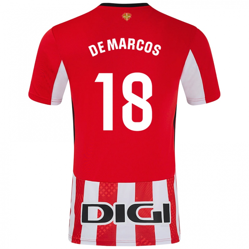 Gyermek Óscar De Marcos #18 Piros Fehér Hazai Jersey 2024/25 Mez Póló Ing