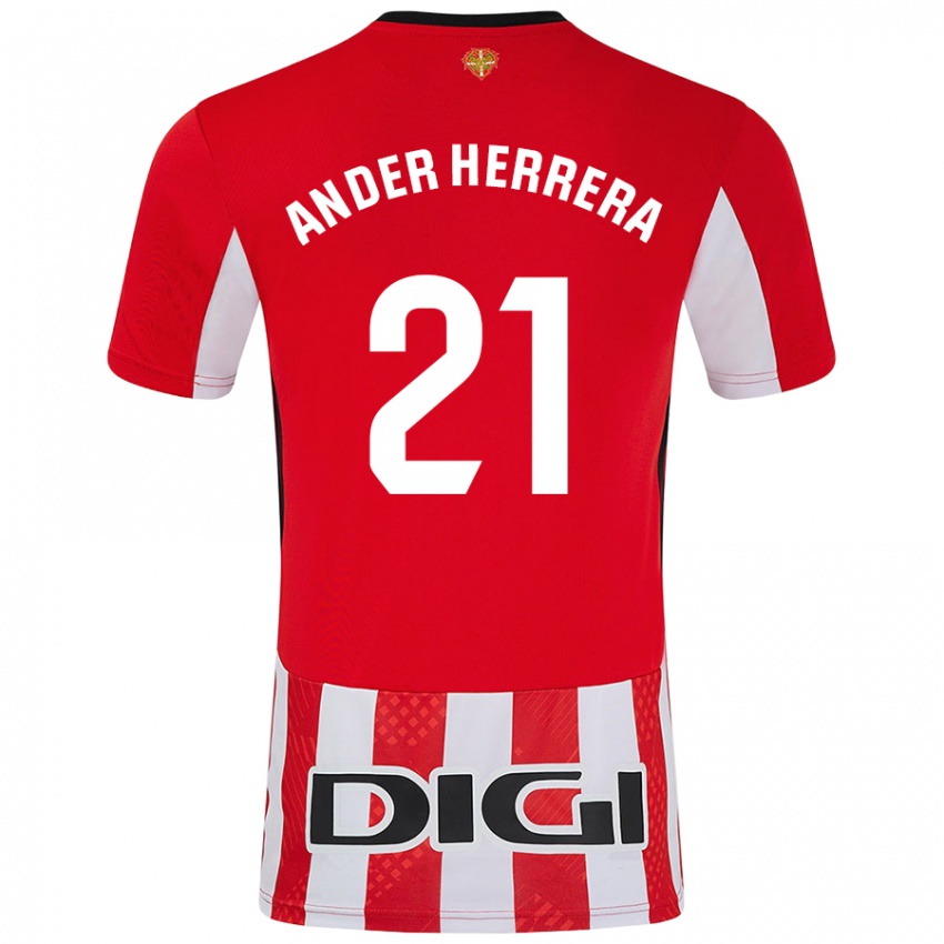 Gyermek Ander Herrera #21 Piros Fehér Hazai Jersey 2024/25 Mez Póló Ing