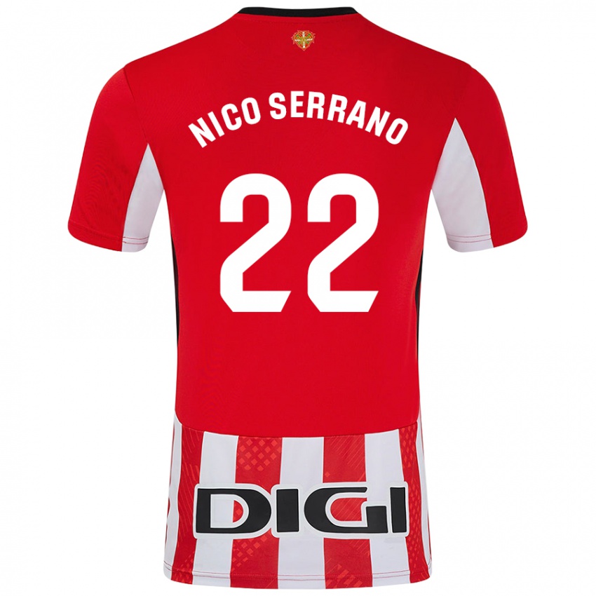 Gyermek Nico Serrano #22 Piros Fehér Hazai Jersey 2024/25 Mez Póló Ing