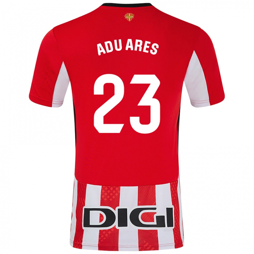 Gyermek Adu Ares #23 Piros Fehér Hazai Jersey 2024/25 Mez Póló Ing