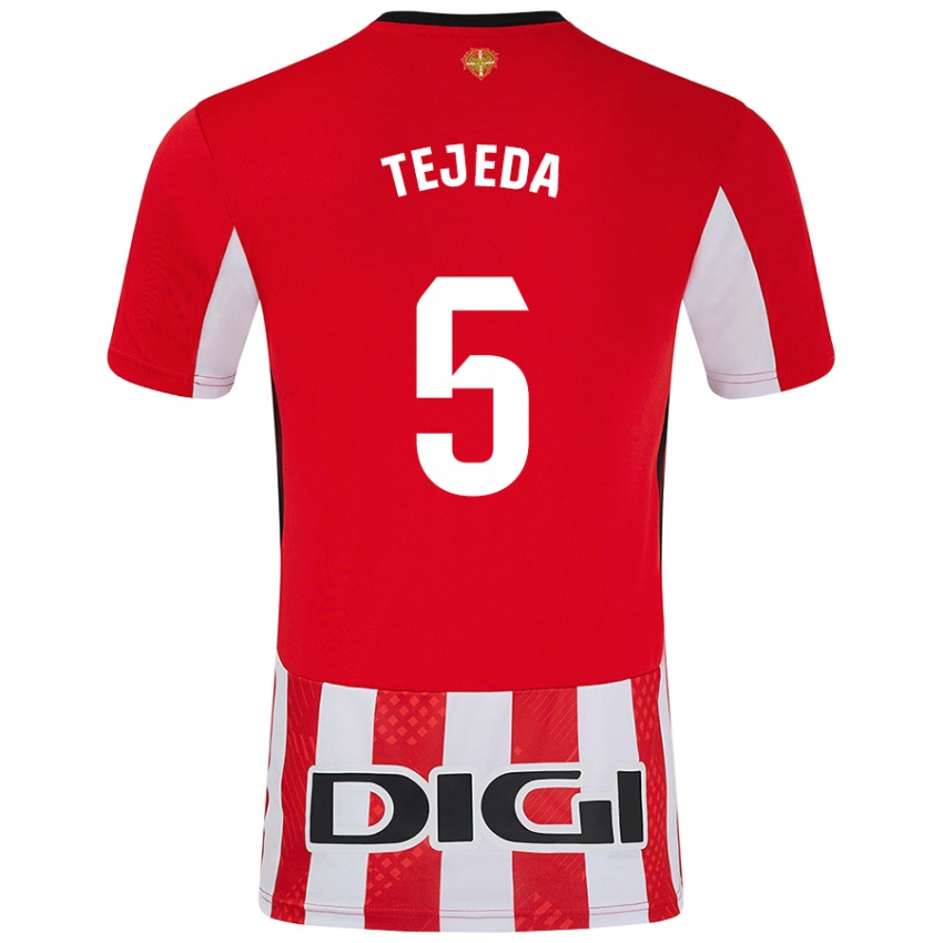 Gyermek Diego Tejeda #5 Piros Fehér Hazai Jersey 2024/25 Mez Póló Ing