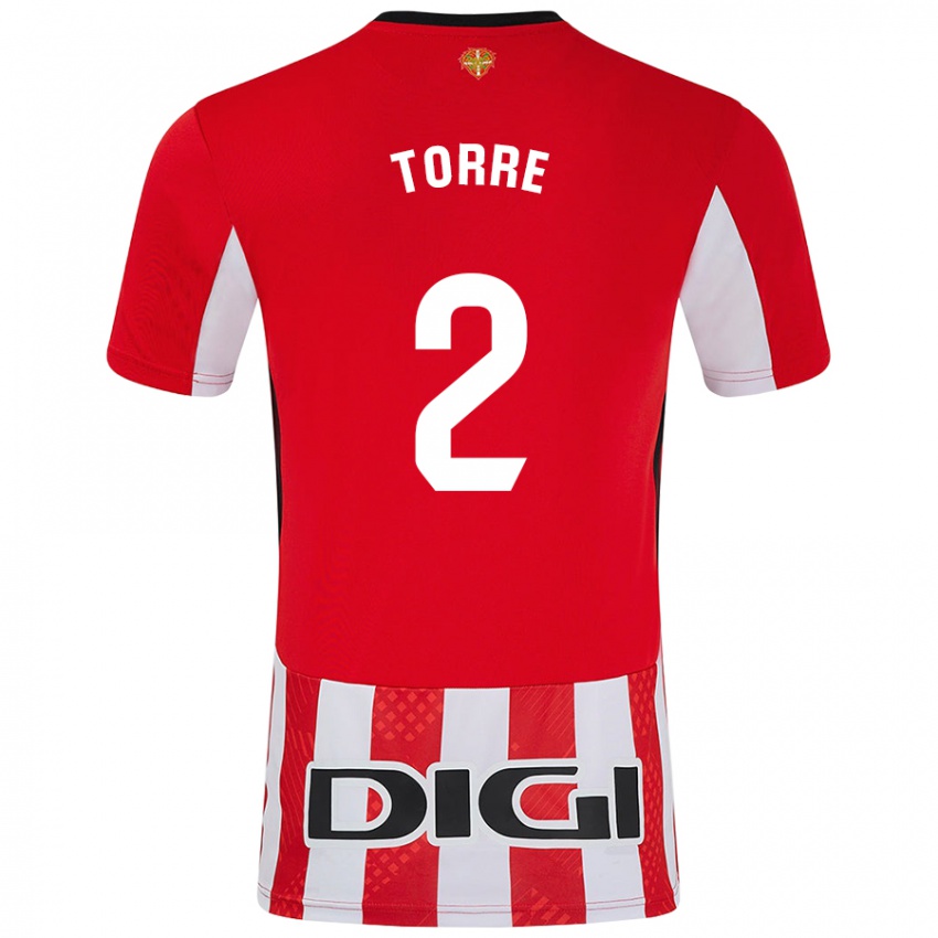 Gyermek Maddi Torre #2 Piros Fehér Hazai Jersey 2024/25 Mez Póló Ing