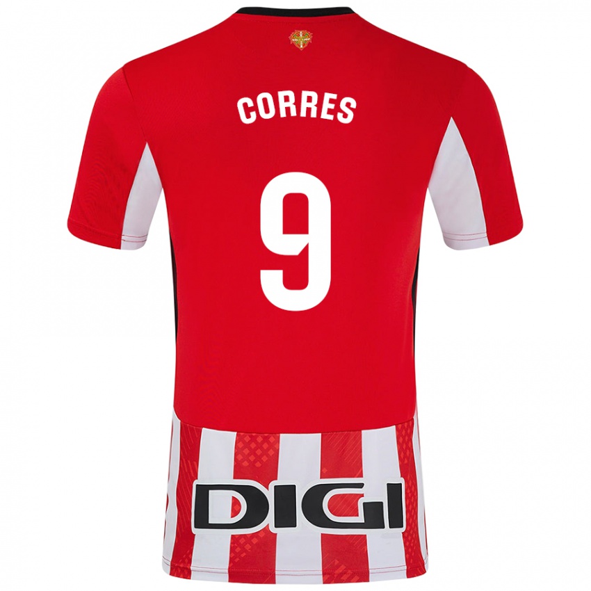 Gyermek Yulema Corres #9 Piros Fehér Hazai Jersey 2024/25 Mez Póló Ing