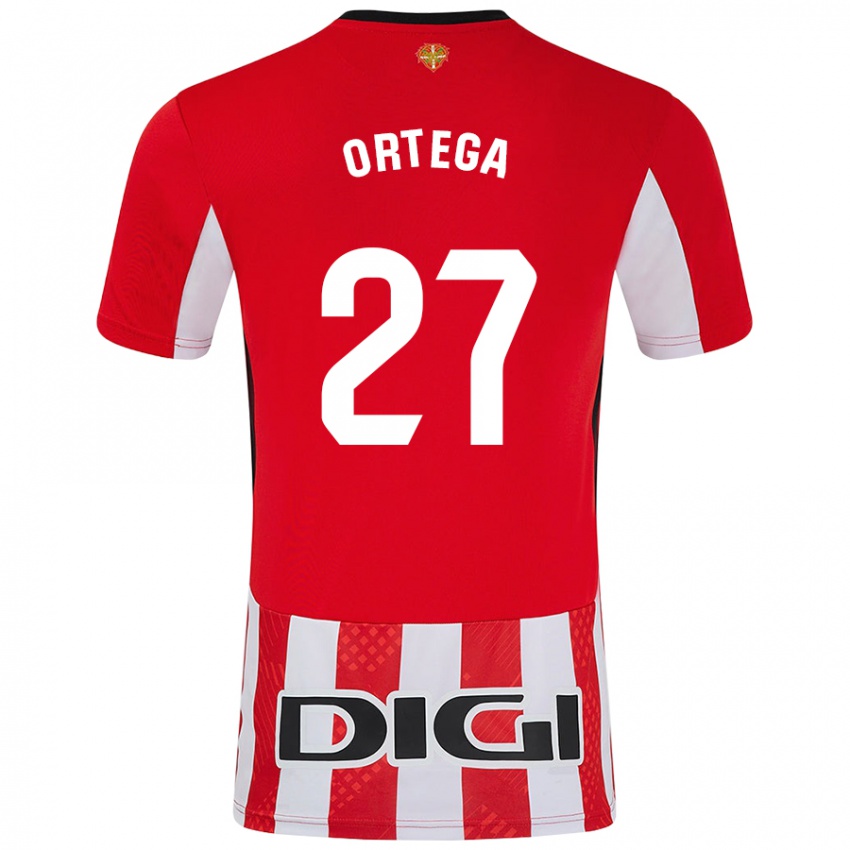 Gyermek Sara Ortega #27 Piros Fehér Hazai Jersey 2024/25 Mez Póló Ing