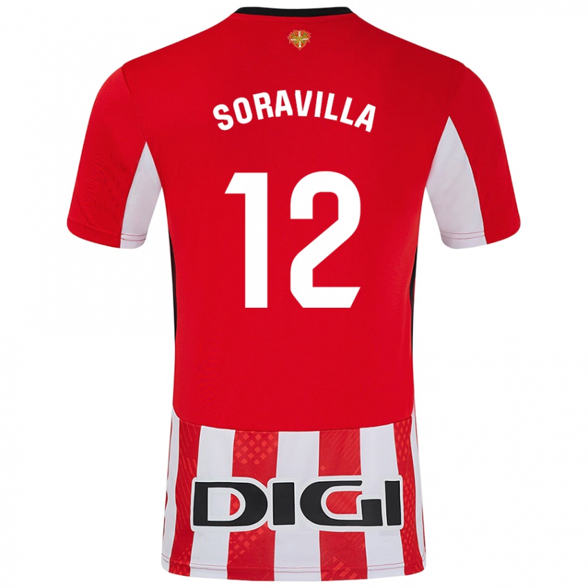 Gyermek Ander Soravilla #12 Piros Fehér Hazai Jersey 2024/25 Mez Póló Ing