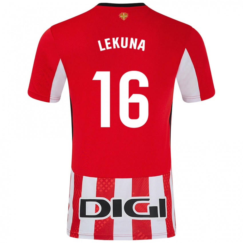 Gyermek Adrián Lekuna #16 Piros Fehér Hazai Jersey 2024/25 Mez Póló Ing