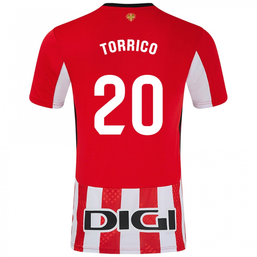 Gyermek Aitor Torrico #20 Piros Fehér Hazai Jersey 2024/25 Mez Póló Ing