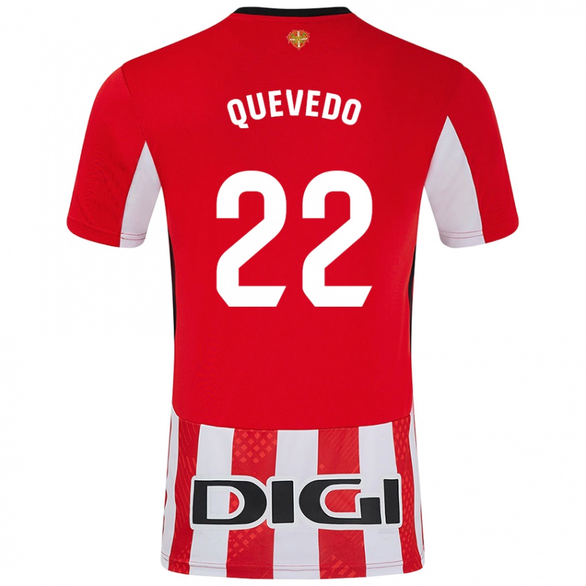 Gyermek Ugaitz Quevedo #22 Piros Fehér Hazai Jersey 2024/25 Mez Póló Ing