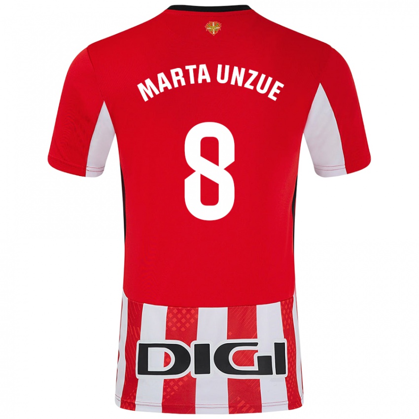 Gyermek Marta Unzué Urdániz #8 Piros Fehér Hazai Jersey 2024/25 Mez Póló Ing