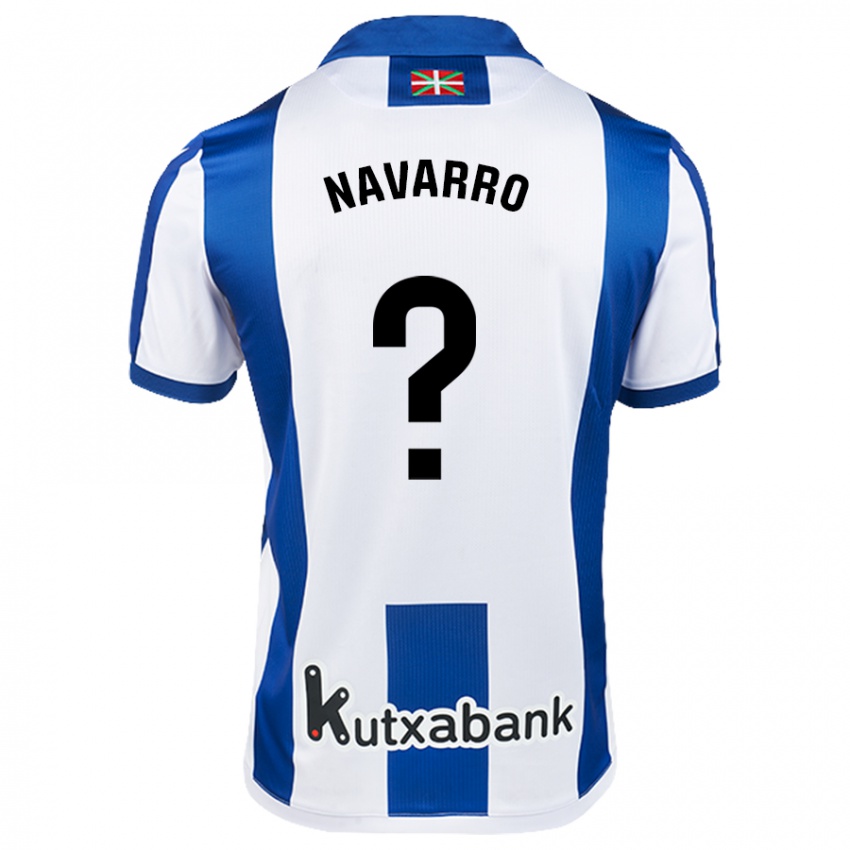 Gyermek Robert Navarro #0 Fehér Kék Hazai Jersey 2024/25 Mez Póló Ing