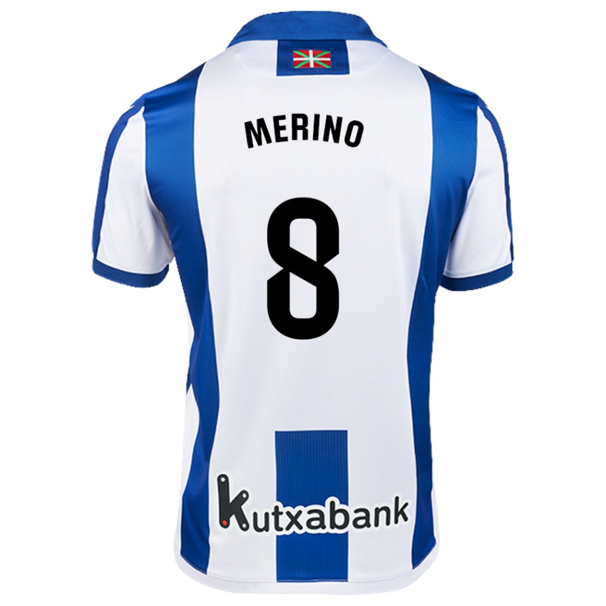 Gyermek Mikel Merino #8 Fehér Kék Hazai Jersey 2024/25 Mez Póló Ing