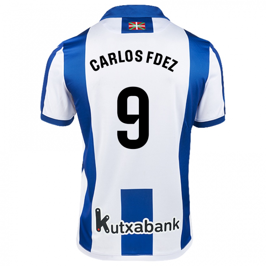 Gyermek Carlos Fernández #9 Fehér Kék Hazai Jersey 2024/25 Mez Póló Ing