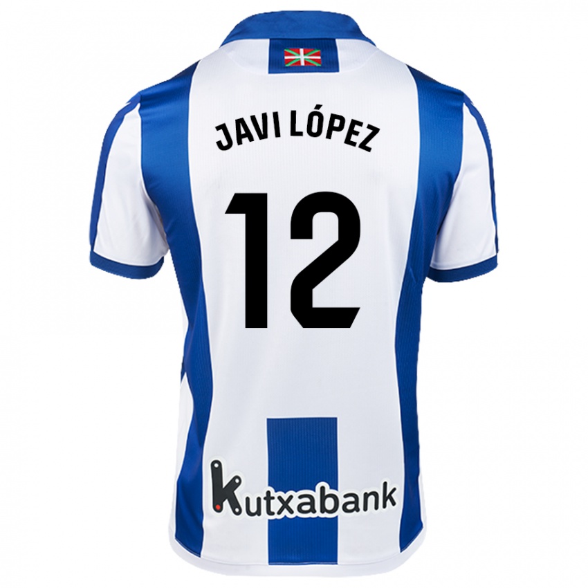 Gyermek Javi López #12 Fehér Kék Hazai Jersey 2024/25 Mez Póló Ing