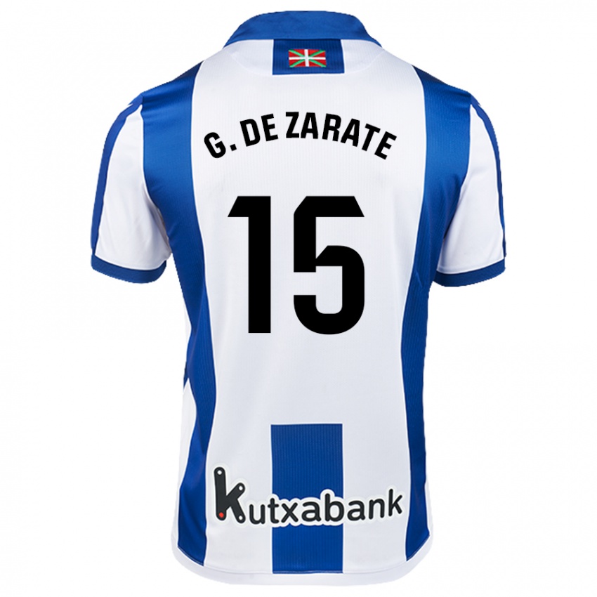 Gyermek Urko González De Zarate #15 Fehér Kék Hazai Jersey 2024/25 Mez Póló Ing